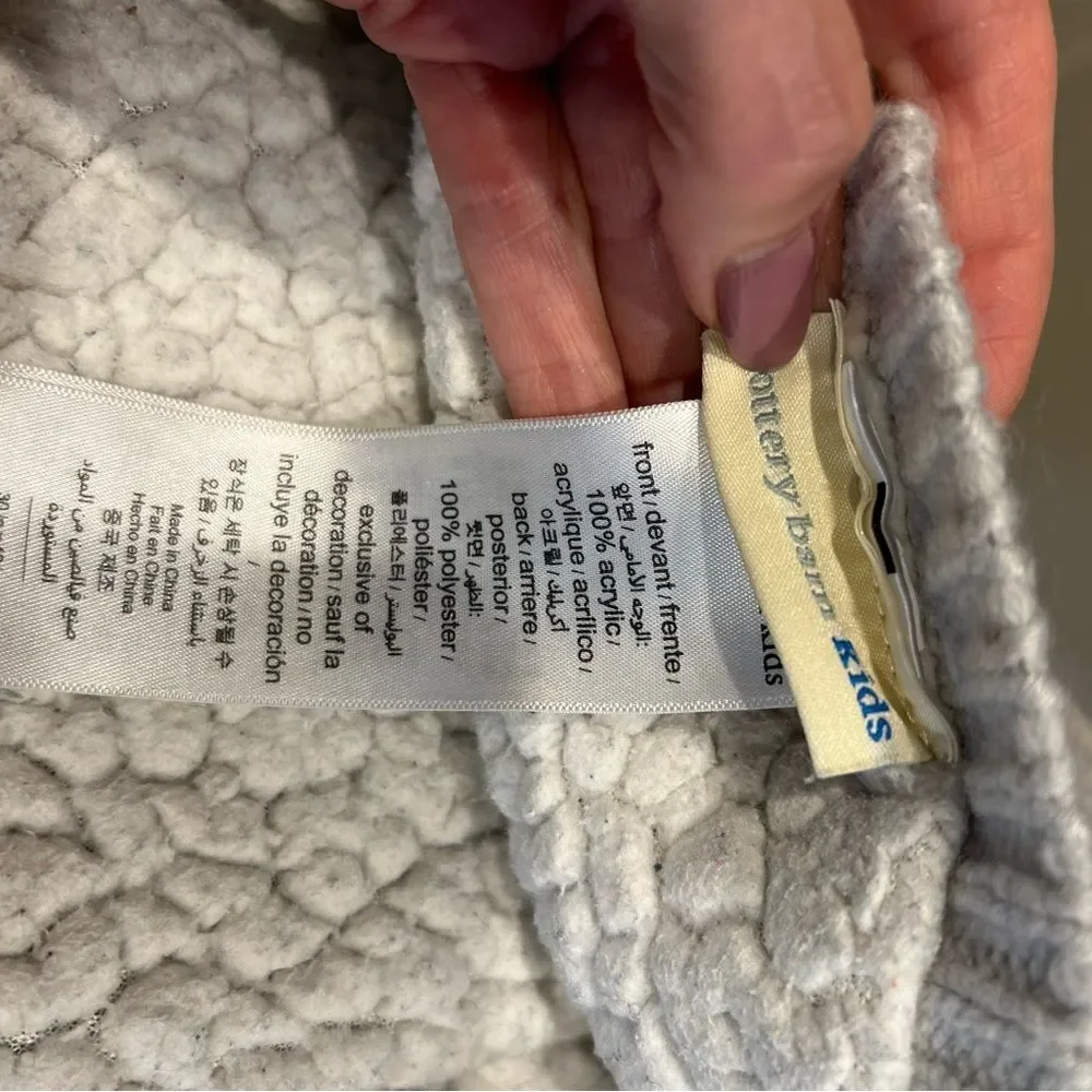 Pottery Barn Heirloom animal hippo elephant Patchwork Baby Blanket Sherpa Back